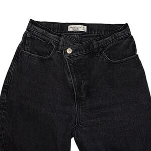 Abercrombie Asymmetric Fly High Rise Jeans Women's 2L (26) Black